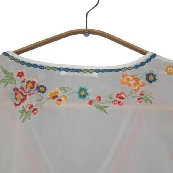 RARE Johnny Was Floral Embroidered Cupra Rayon Tunic - Picture 5 of 9